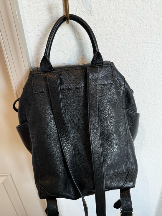Tory Burch Black Pebbled Leather Backpack with Gold Logo display picture 1